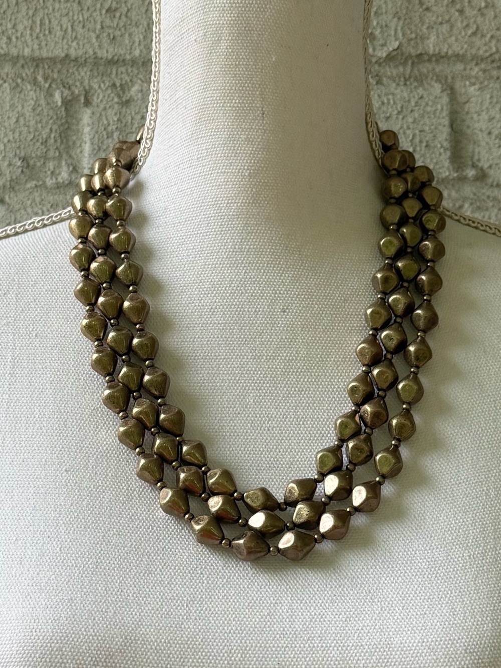 Long Bronze Beaded Necklace & Earring Set